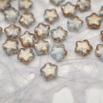 透蓝复古鎏金玫瑰金色调~星星五角星捷克珠玻璃琉璃 8MM