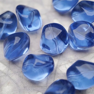 透海洋蓝~质感异形几何感捷克珠玻璃珠琉璃珠 14MM
