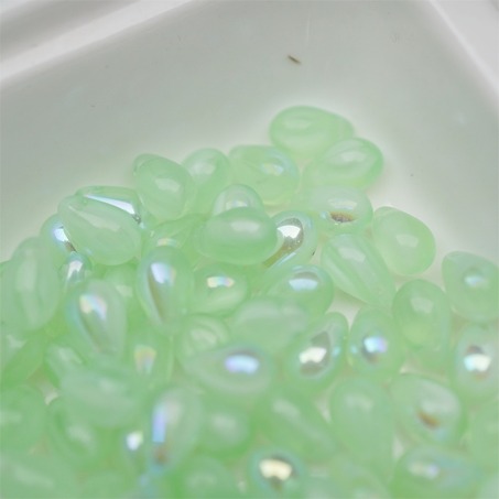 浅绿色系条纹mix幻彩色~常规水滴珠捷克珠玻璃琉璃珠 6X9MM-2