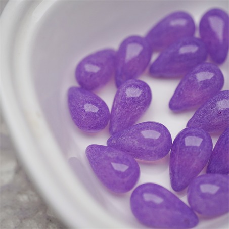 复古斑驳烟渍紫色水彩感~复古大号水滴捷克珠玻璃琉璃珠 9X15MM-4