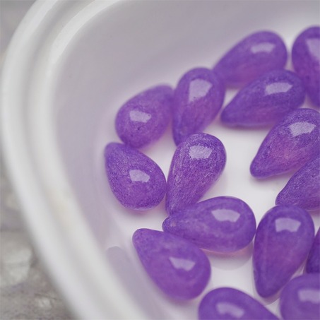 复古斑驳烟渍紫色水彩感~复古大号水滴捷克珠玻璃琉璃珠 9X15MM-6