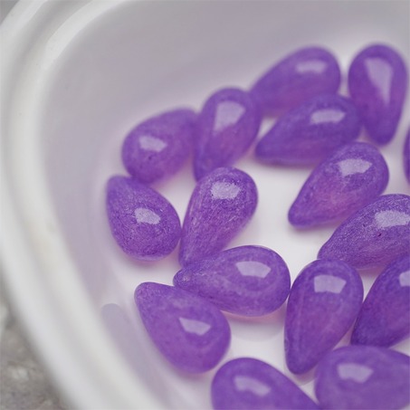 复古斑驳烟渍紫色水彩感~复古大号水滴捷克珠玻璃琉璃珠 9X15MM-7