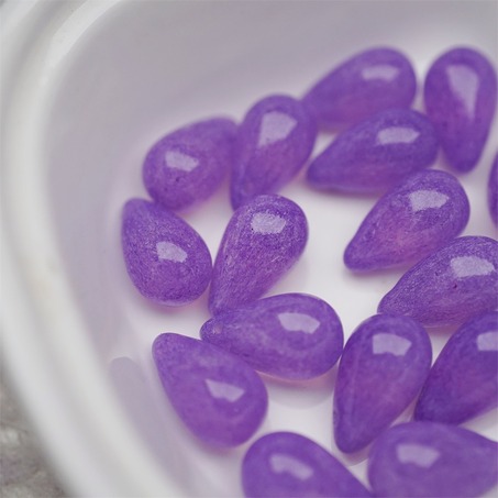 复古斑驳烟渍紫色水彩感~复古大号水滴捷克珠玻璃琉璃珠 9X15MM-8