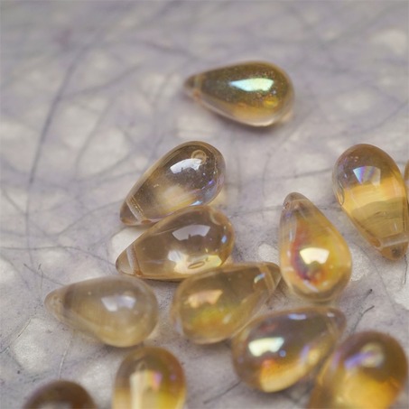 香槟透色幻彩极光彩色~复古大号水滴捷克珠玻璃琉璃珠 9X15MM-7