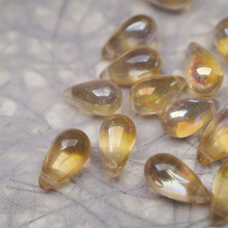 香槟透色幻彩极光彩色~复古大号水滴捷克珠玻璃琉璃珠 9X15MM-8