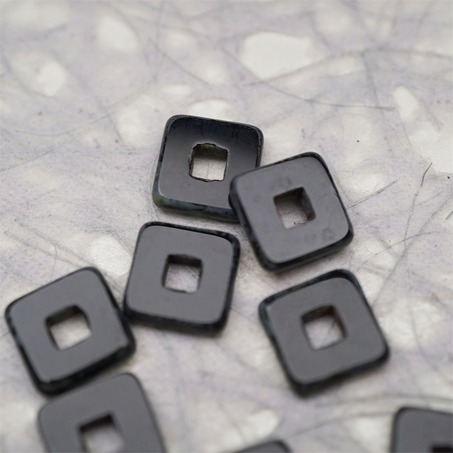 黑色做旧毕加索色~空心方块正方形大孔平安扣型捷克珠玻璃琉璃珠 12MM-8