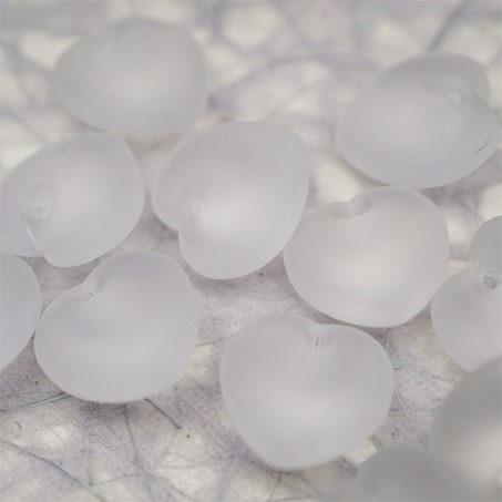 雾面透明纯净水色~立体爱心吊坠复古捷克珠玻璃珠桃心 16MM-1