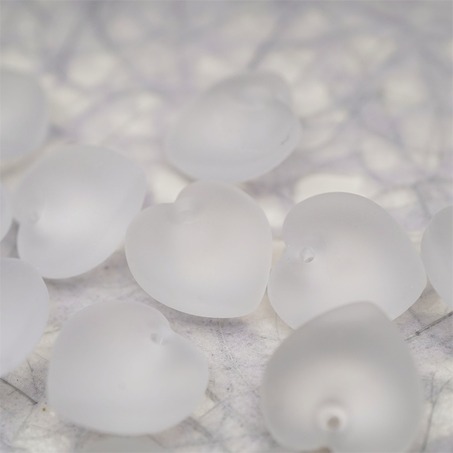 雾面透明纯净水色~立体爱心吊坠复古捷克珠玻璃珠桃心 16MM