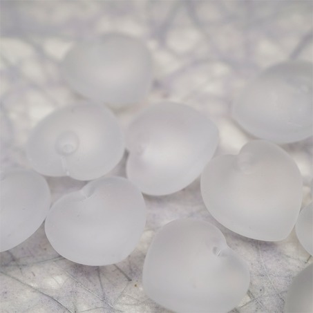 雾面透明纯净水色~立体爱心吊坠复古捷克珠玻璃珠桃心 16MM-5