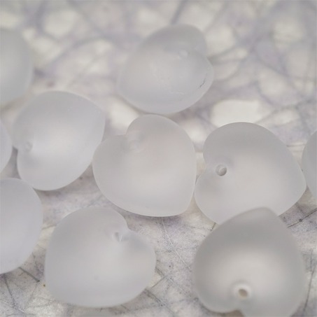 雾面透明纯净水色~立体爱心吊坠复古捷克珠玻璃珠桃心 16MM-6