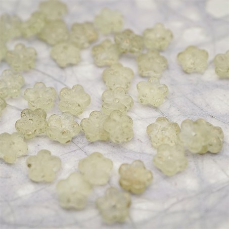 蚀刻透柠檬黄烫金色~中孔迷你小花花五瓣花捷克珠玻璃珠琉璃 8MM-2