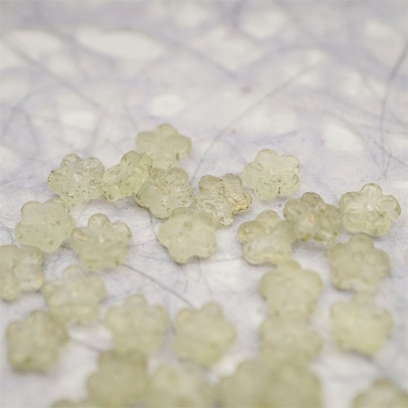 蚀刻透柠檬黄烫金色~中孔迷你小花花五瓣花捷克珠玻璃珠琉璃 8MM-4