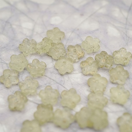 蚀刻透柠檬黄烫金色~中孔迷你小花花五瓣花捷克珠玻璃珠琉璃 8MM