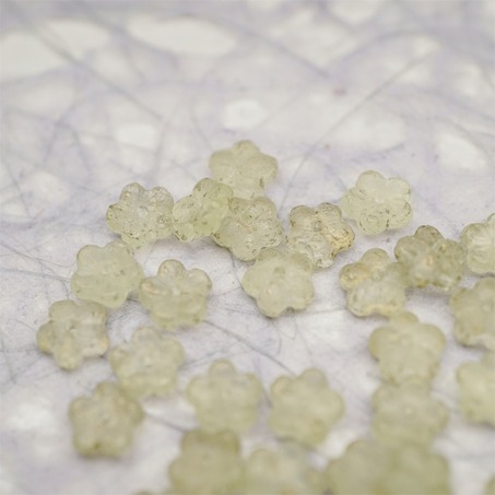 蚀刻透柠檬黄烫金色~中孔迷你小花花五瓣花捷克珠玻璃珠琉璃 8MM-3