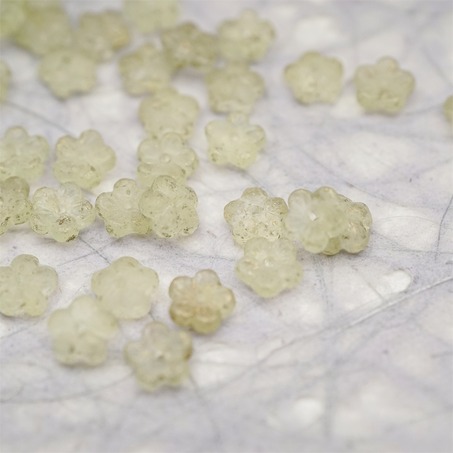 蚀刻透柠檬黄烫金色~中孔迷你小花花五瓣花捷克珠玻璃珠琉璃 8MM-5