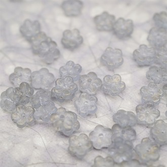 蚀刻雾霾蓝烫金色~中孔迷你小花花五瓣花捷克珠玻璃珠琉璃 8MM