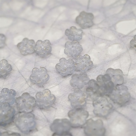 蚀刻雾霾蓝烫金色~中孔迷你小花花五瓣花捷克珠玻璃珠琉璃 8MM-4