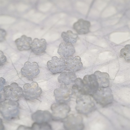 蚀刻雾霾蓝烫金色~中孔迷你小花花五瓣花捷克珠玻璃珠琉璃 8MM-6