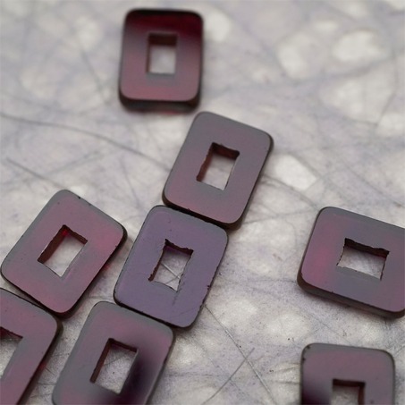 透深紫色做旧毕加索边边~空心方块长方形大孔平安扣型捷克珠玻璃琉璃珠 12X16MM-5