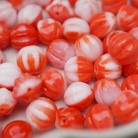 红白色彩感mix渐变~常规捷克珠南瓜珠玻璃琉璃珠串珠材料 10MM-4