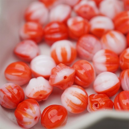 红白色彩感mix渐变~常规捷克珠南瓜珠玻璃琉璃珠串珠材料 10MM-9