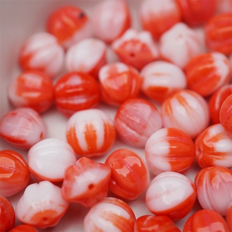 红白色彩感mix渐变~常规捷克珠南瓜珠玻璃琉璃珠串珠材料 10MM-5