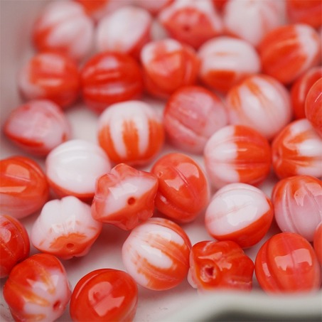 红白色彩感mix渐变~常规捷克珠南瓜珠玻璃琉璃珠串珠材料 10MM-6