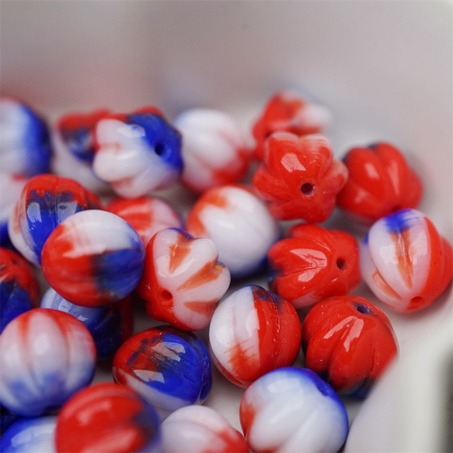 红蓝白拼色彩感mix渐变~常规捷克珠南瓜珠玻璃琉璃珠串珠材料 10MM-5