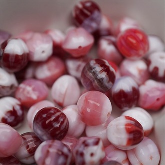 粉色深红色mix感mix渐变~常规捷克珠南瓜珠玻璃琉璃珠串珠材料 10MM