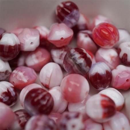 粉色深红色mix感mix渐变~常规捷克珠南瓜珠玻璃琉璃珠串珠材料 10MM-2