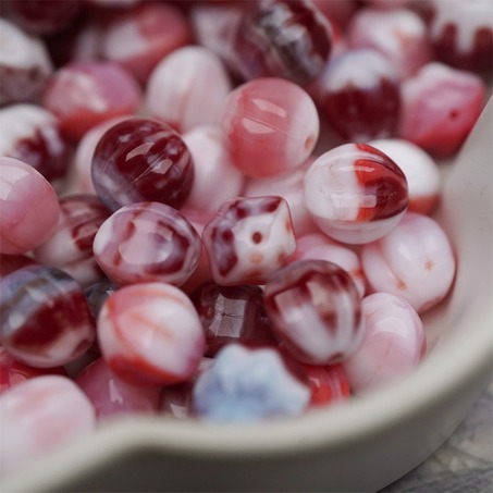 粉色深红色mix感mix渐变~常规捷克珠南瓜珠玻璃琉璃珠串珠材料 10MM-3