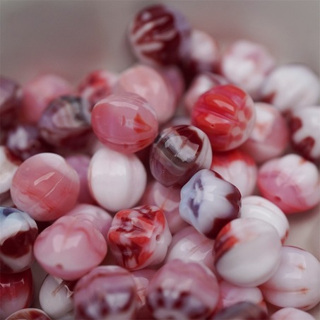 粉色深红色mix感mix渐变~常规捷克珠南瓜珠玻璃琉璃珠串珠材料 10MM-5