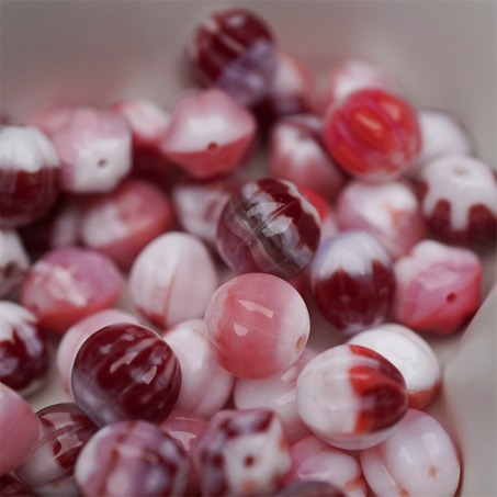 粉色深红色mix感mix渐变~常规捷克珠南瓜珠玻璃琉璃珠串珠材料 10MM-4