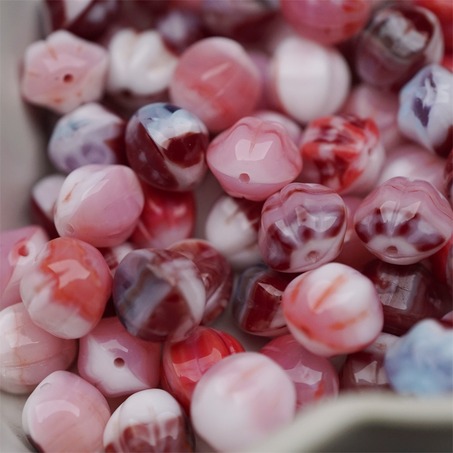 粉色深红色mix感mix渐变~常规捷克珠南瓜珠玻璃琉璃珠串珠材料 10MM-6
