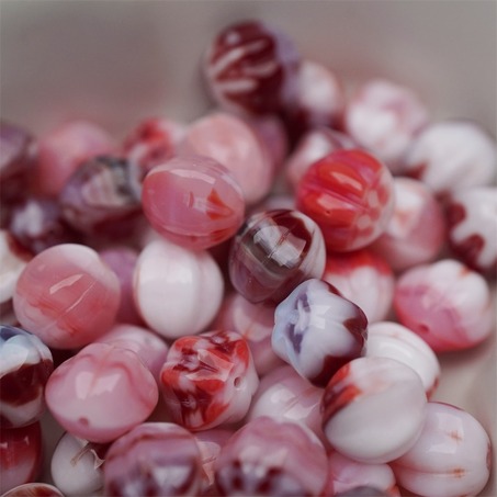 粉色深红色mix感mix渐变~常规捷克珠南瓜珠玻璃琉璃珠串珠材料 10MM-7