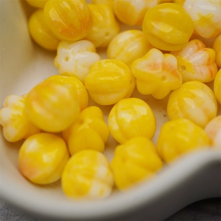 鸡蛋黄橘色系色彩感mix渐变~常规捷克珠南瓜珠玻璃琉璃珠串珠材料 10MM