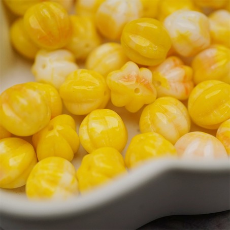 鸡蛋黄橘色系色彩感mix渐变~常规捷克珠南瓜珠玻璃琉璃珠串珠材料 10MM-5