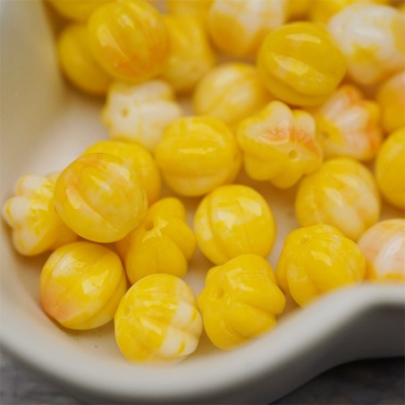 鸡蛋黄橘色系色彩感mix渐变~常规捷克珠南瓜珠玻璃琉璃珠串珠材料 10MM-7