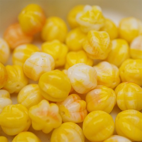 鸡蛋黄橘色系色彩感mix渐变~常规捷克珠南瓜珠玻璃琉璃珠串珠材料 10MM-6