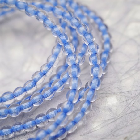 串装~透明染芯蓝色~迷你小圆珠捷克珠玻璃琉璃珠 4MM-2