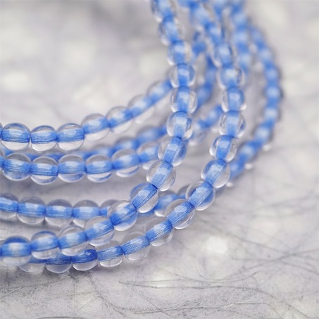 串装~透明染芯蓝色~迷你小圆珠捷克珠玻璃琉璃珠 4MM-5