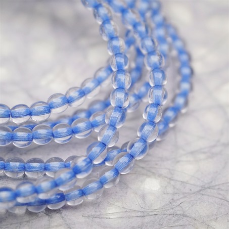 串装~透明染芯蓝色~迷你小圆珠捷克珠玻璃琉璃珠 4MM-6