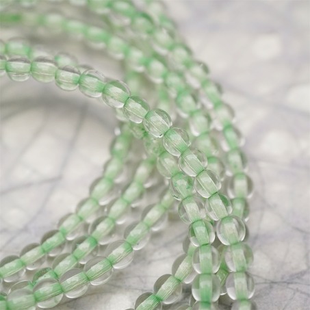 串装~透明染芯绿色~迷你小圆珠捷克珠玻璃琉璃珠 4MM-4