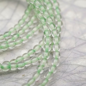 串装~透明染芯绿色~迷你小圆珠捷克珠玻璃琉璃珠 4MM