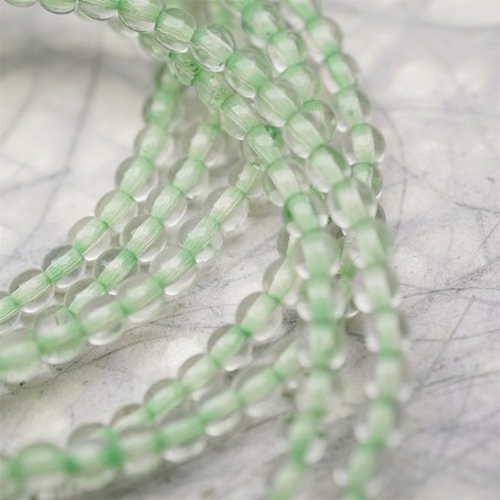 串装~透明染芯绿色~迷你小圆珠捷克珠玻璃琉璃珠 4MM-5