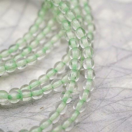 串装~透明染芯绿色~迷你小圆珠捷克珠玻璃琉璃珠 4MM-2