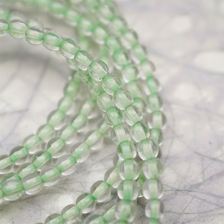 串装~透明染芯绿色~迷你小圆珠捷克珠玻璃琉璃珠 4MM-3