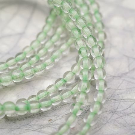 串装~透明染芯绿色~迷你小圆珠捷克珠玻璃琉璃珠 4MM-7