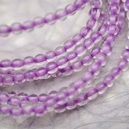 串装~透明染芯紫色~迷你小圆珠捷克珠玻璃琉璃珠 4MM-2