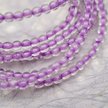串装~透明染芯紫色~迷你小圆珠捷克珠玻璃琉璃珠 4MM-3